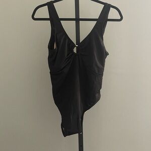 Vintage Shore Shapes Black One Piece Swim Suit Size 14